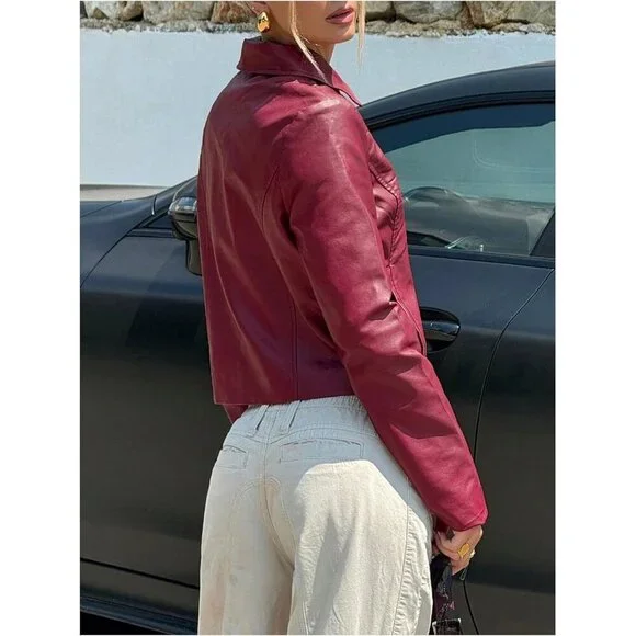 SOLY HUX Women's PU Leather Jackets Casual